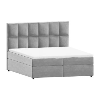 Pat boxspring gri deschis cu spațiu de depozitare 160x200 cm Flip – Ropez