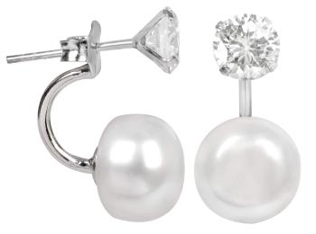 JwL Luxury Pearls Cercei originali cu perlă reală și cristal 2 in 1 JL0059