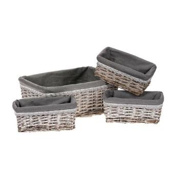 Set de coșuri împletite Lucille gri, 4 buc, 2 dimensiuni, 41 x 17 x 31 cm