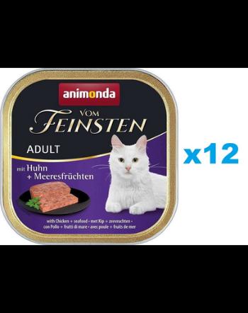 ANIMONDA Vom Feinsten Adult hrana pate pentru pisici 12x100 g pui si fructe de mare