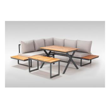 Set mobilier de grădină negru/gri din metal pentru 6 persoane Hira – Floriane Garden