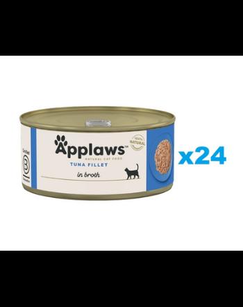 APPLAWS Cat Adult Tuna Fillet in Broth 24x70 g file ton pentru pisica, in supa