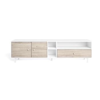 Comodă TV  alb/natural cu aspect de lemn de stejar 180x47 cm Roald – Marckeric