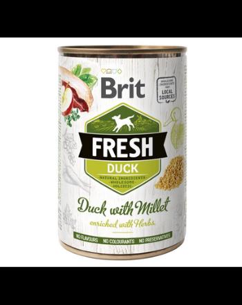 BRIT FRESH Duck &amp; Millet 400 g rata si mei hrana caini