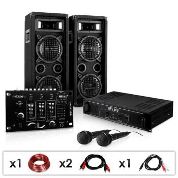 Electronic-Star SET PA DJ "DJ-24M" Amplificator-Mixer-Boxe-Microfon 1200W