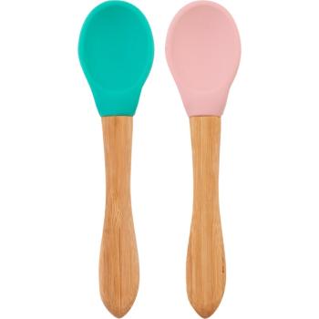 Minikoioi Spoon with Bamboo Handle linguriță Green / Pink 2 buc