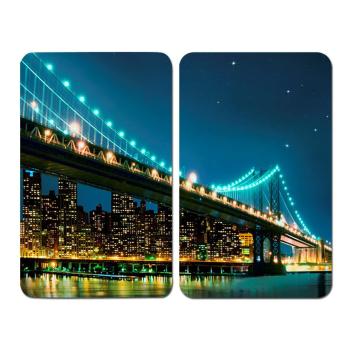 Set 2 suporturi din sticlă pentru protecția aragazului Wenko Brooklyn Bridge, 52 x 30 cm