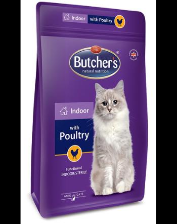 BUTCHER'S Functional Cat Indoor hrana uscata pentru pisici de interior, cu pasari de curte 6 x 800 g (5+1 GRATIS)