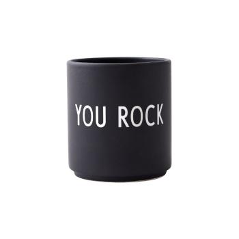 Cană din porțelan Design Letters Favourite You Rock, negru