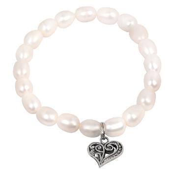 JwL Luxury Pearls Brățară fină din perle reale cu inima metalică JL0417
