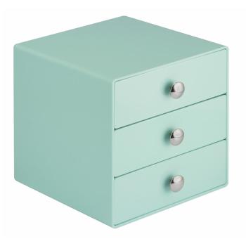 Cutie depozitare cu 3 sertare iDesign Drawers, înălțime 16.5 cm, verde mentă