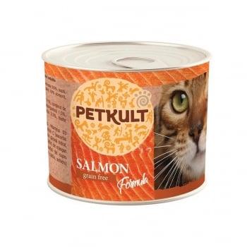 PETKULT Somon, pachet economic conservă hrană umedă fără cereale pisici, 185g x 6