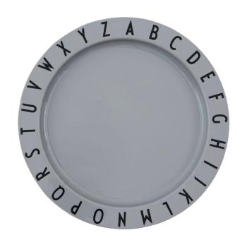 Farfurie pentru copii Design Letters Eat & Learn, ø 20 cm, gri