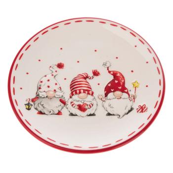 Farfurie din ceramică Dakls, roșu - alb, pitic