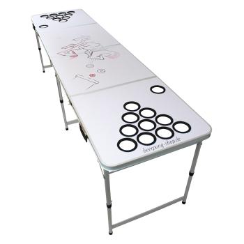 BeerCup Backspin, masă Beer Pong, set, alb, DIY, mânere, suporturi pentru bile, 6 bile