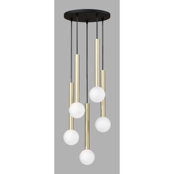 Lustră neagră/aurie cu abajur din sticlă ø 40 cm Candle – Squid Lighting