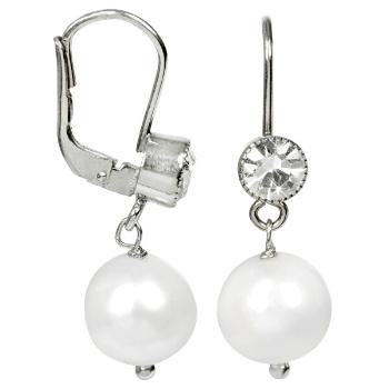 JwL Luxury Pearls Cercei din argint cu perle albe și cristal JL0209 