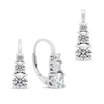 Brilio Silver Set elegant argintiu de bijuterii cu zircon SET221W (cercei, pandantiv)