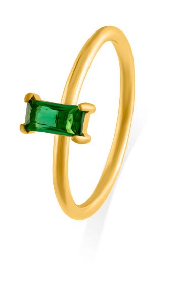 Troli Inel fermecător placat cu aur decorat cu zircon verde 60 mm