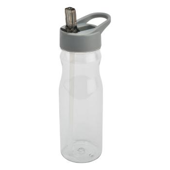 Sticlă cu pai și capac Addis Bottle Clear And Grey, 700 ml, gri