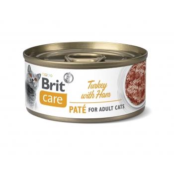 BRIT Care Pate, Curcan și Șuncă, conservă hrană umedă conținut redus cereale pisici, (pate), 70g