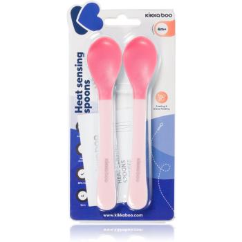 Kikkaboo Heat Sensing Spoons linguriță cu senzor de căldură 4 m+ Pink 2 buc