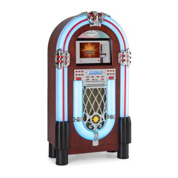 Auna Graceland Touch, tonomat, panou de control tactil de 12 ", WLAN, CD, BT, microfon, aspect de lemn