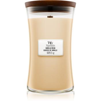 Woodwick Vanilla Bean lumânare parfumată  cu fitil din lemn 609,5 g