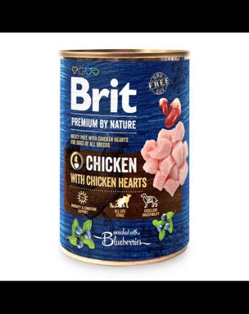 BRIT Premium by Nature Chicken and hearts 400 g Hrana umeda pentru caini, cu pui si inimi