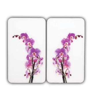 Set 2 protecții din sticlă pentru aragaz Wenko Orchid, 52 x 30 cm