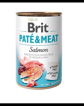 BRIT Pate&amp;Meat salmon Hrana umeda pentru caini adulti, cu somon, set 6 x 400 g