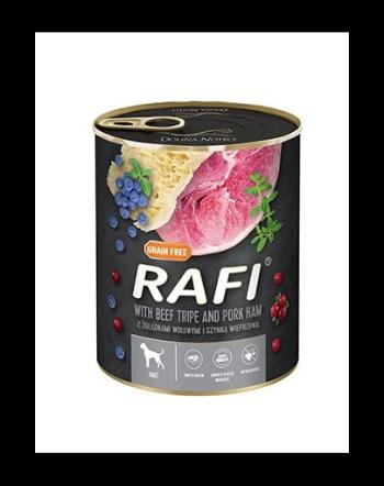 RAFI Mancare umeda caini 800g cu stomac vita si sunca porc