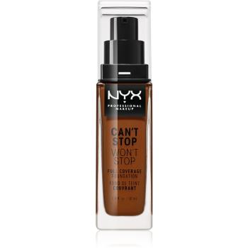 NYX Professional Makeup Can't Stop Won't Stop fond de ten cu acoperire ridicată culoare 25 Deep Ebony 30 ml