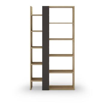 Bibliotecă neagră/în culoare naturală cu aspect de lemn de stejar 80x152 cm Axel – Marckeric