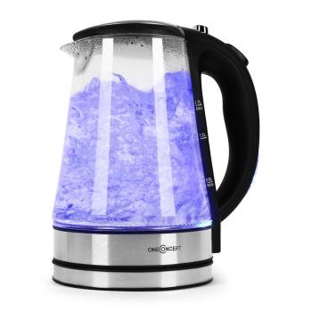OneConcept Blue Lagoon ceainic din oțel inoxidabil cu LED-uri 1,7 l 2200W Negru