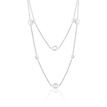 JwL Luxury Pearls Colier lung din perle cu cristale hexagonale JL0600