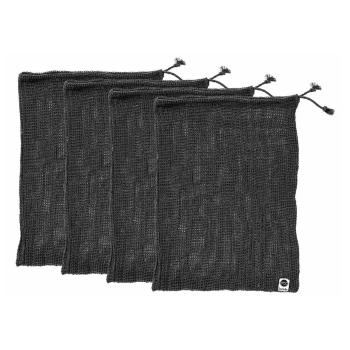 Set 4 săculeți pentru gustări Ladelle Eco din bumbac reciclat, 30x40 cm, negru