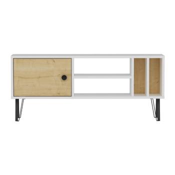 Comodă TV albă/cu aspect de lemn de stejar 120x52 cm Arven – Kalune Design