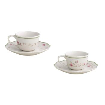 Set 2 cești din porțelan pentru cafea Brandani Nonna Rosa