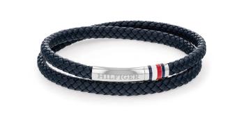 Tommy Hilfiger Brățară din piele albastră inchis cu fixare din oțel 2790549