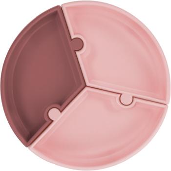 Minikoioi Suction Plate Puzzle farfurie compartimentată cu ventuză Pink/Rose 1 buc