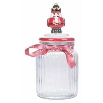 Recipient din sticlă pentru alimente de Crăciun Villa d'Este Nutcracker, înălțime 25,5 cm