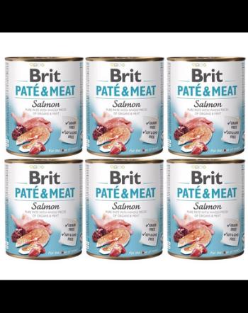 BRIT Pate&amp;Meat salmon 6 x 800 g Hrana umeda caine adult, cu somon