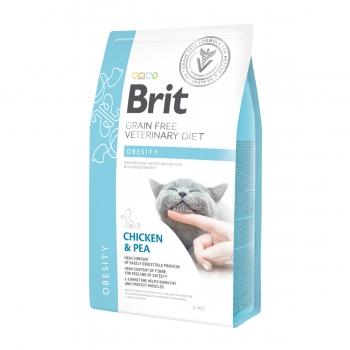 BRIT GF Veterinary Diet Obesity, Pui cu Mazăre, dietă veterinară pisici, hrană uscată fără cereale, afecțiuni metabolice (obezitate), 2kg