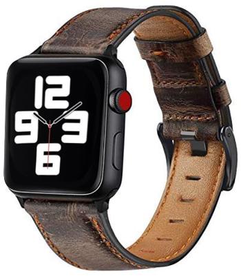 4wrist Curea din piele cu cusături pentru Apple Watch - Dark Brown 38/40/41 mm