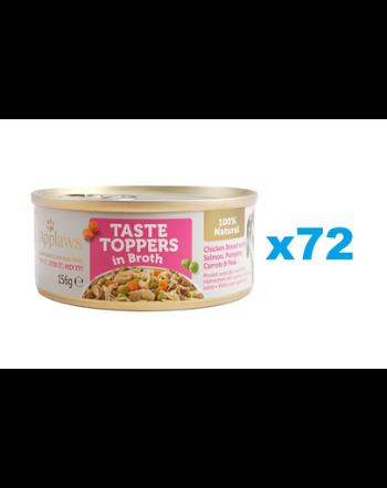 APPLAWS Taste Toppers Conserve pentru caini adulti, cu piept de pui, somon, dovleac in sos 72x156 g