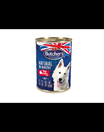 BUTCHER'S Dog Natural&amp;Healthy Hrana umeda pentru caini, pate cu vita si orez 390g