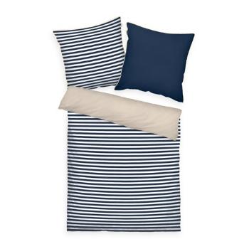 Lenjerie de pat Tom Tailor Percale Dark Navy - Sunny Sand, 135 x 200 cm, 80 x 80 cm