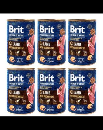 BRIT Premium by Nature Lamb and buckwheat 6x400 g set conserva hrana caini, miel si hrisca