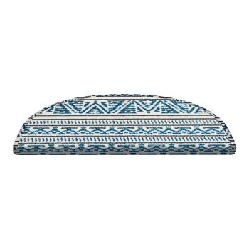 Set 16 covorașe pentru scări Vitaus Cottage Warmth, 20 x 65 cm, albastru